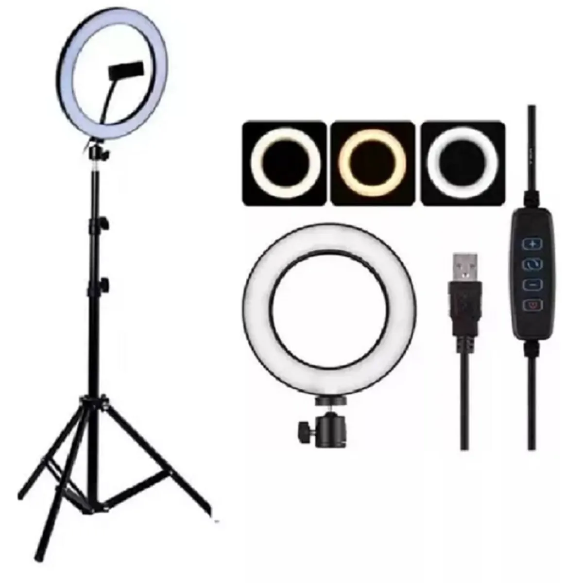 GENERICO - Aro luz Led Anillo 30 cm Fotografia Video + Tripode 2.1 Metros