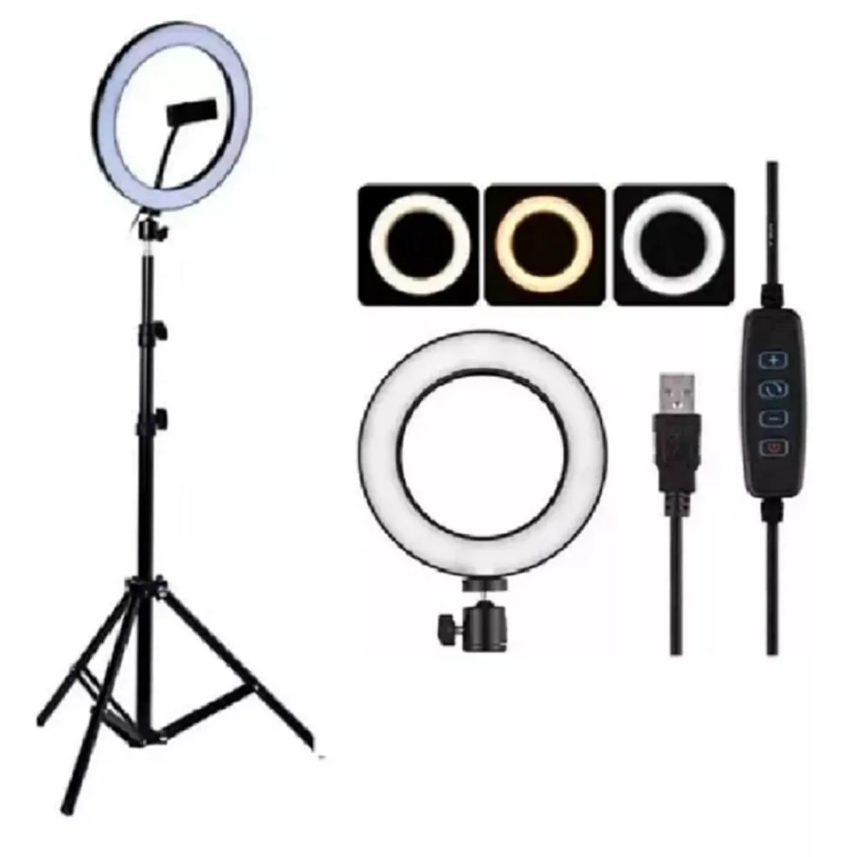 GENERICO - Aro luz Led Anillo 30 cm Fotografia Video + Tripode 2.1 Metros