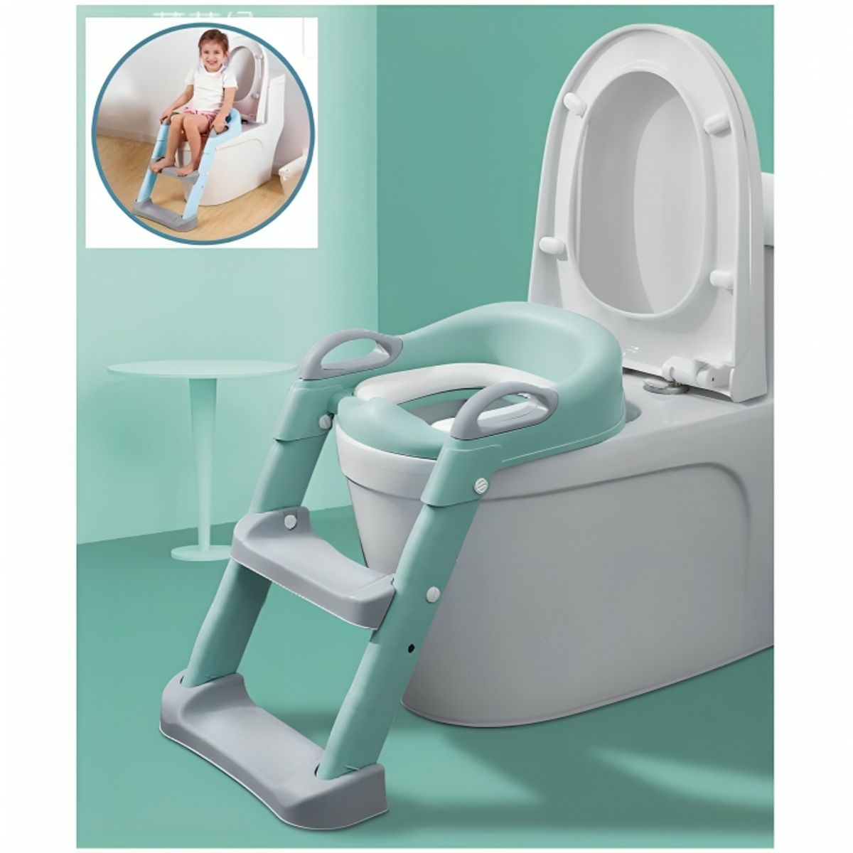 GENERICO - Escalera con Asiento Incorporado Para ir al Baño Para Niños