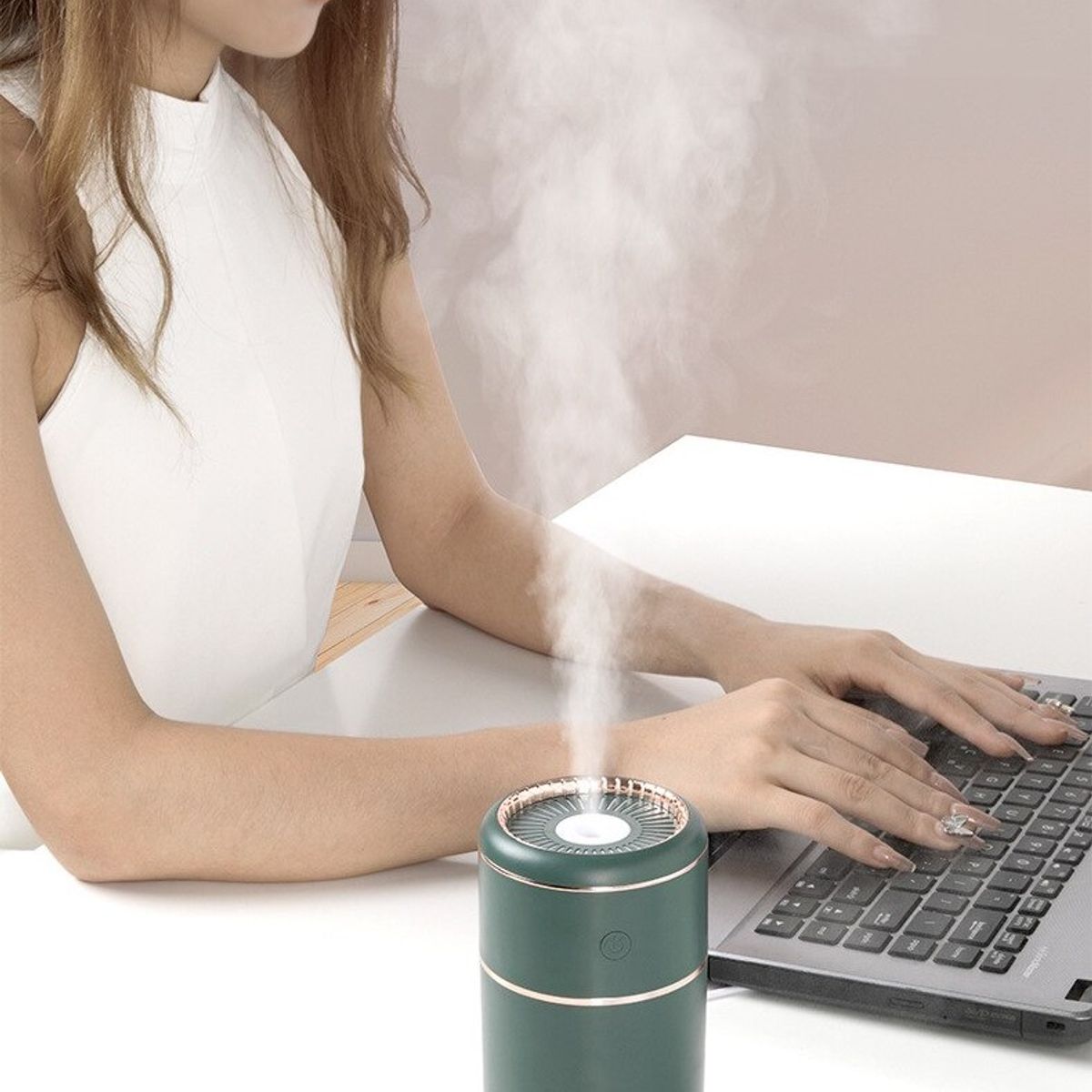 GENERICO - Humidificador Difusor Geller Verde con luces Led - 350ml