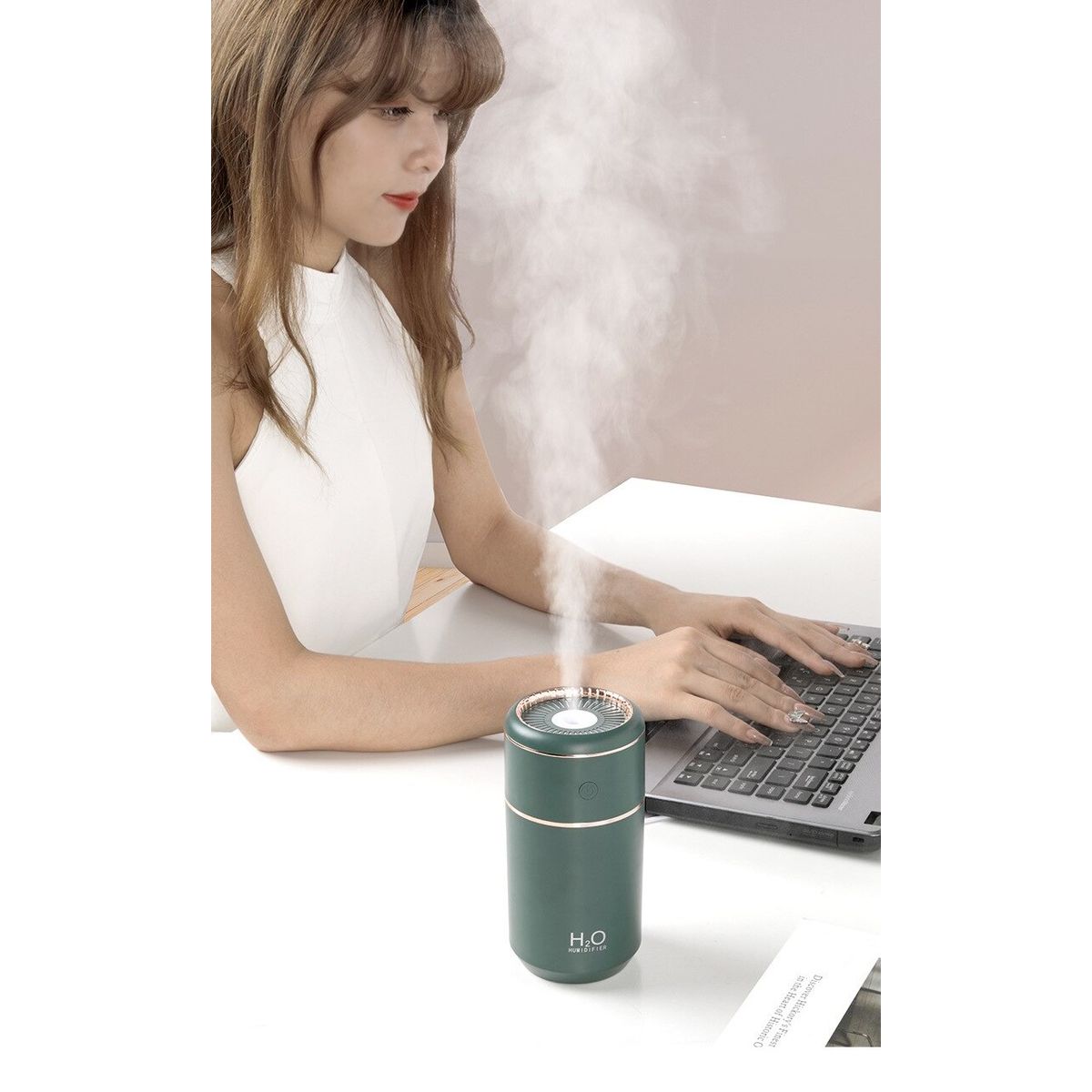 GENERICO - Humidificador Difusor Geller Verde con luces Led - 350ml