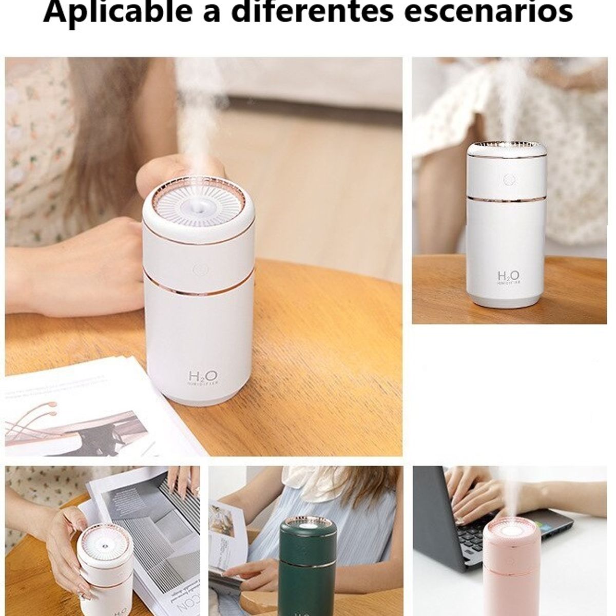 GENERICO - Humidificador Difusor Geller Verde con luces Led - 350ml