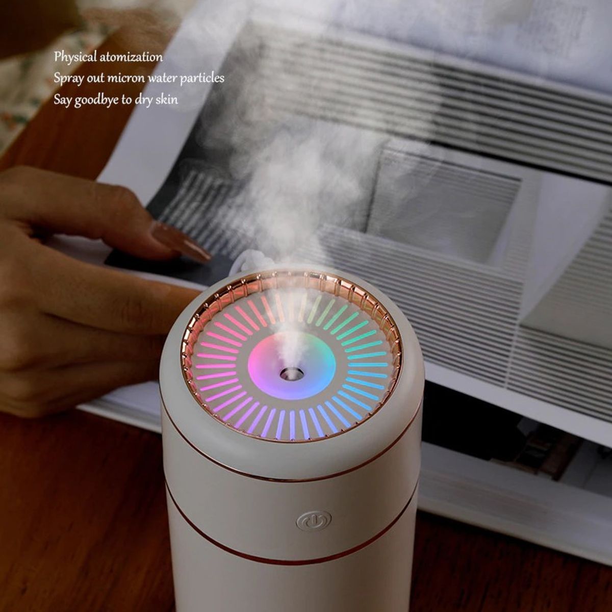 GENERICO - Humidificador con luces Led - Usb 350ml - Rosado