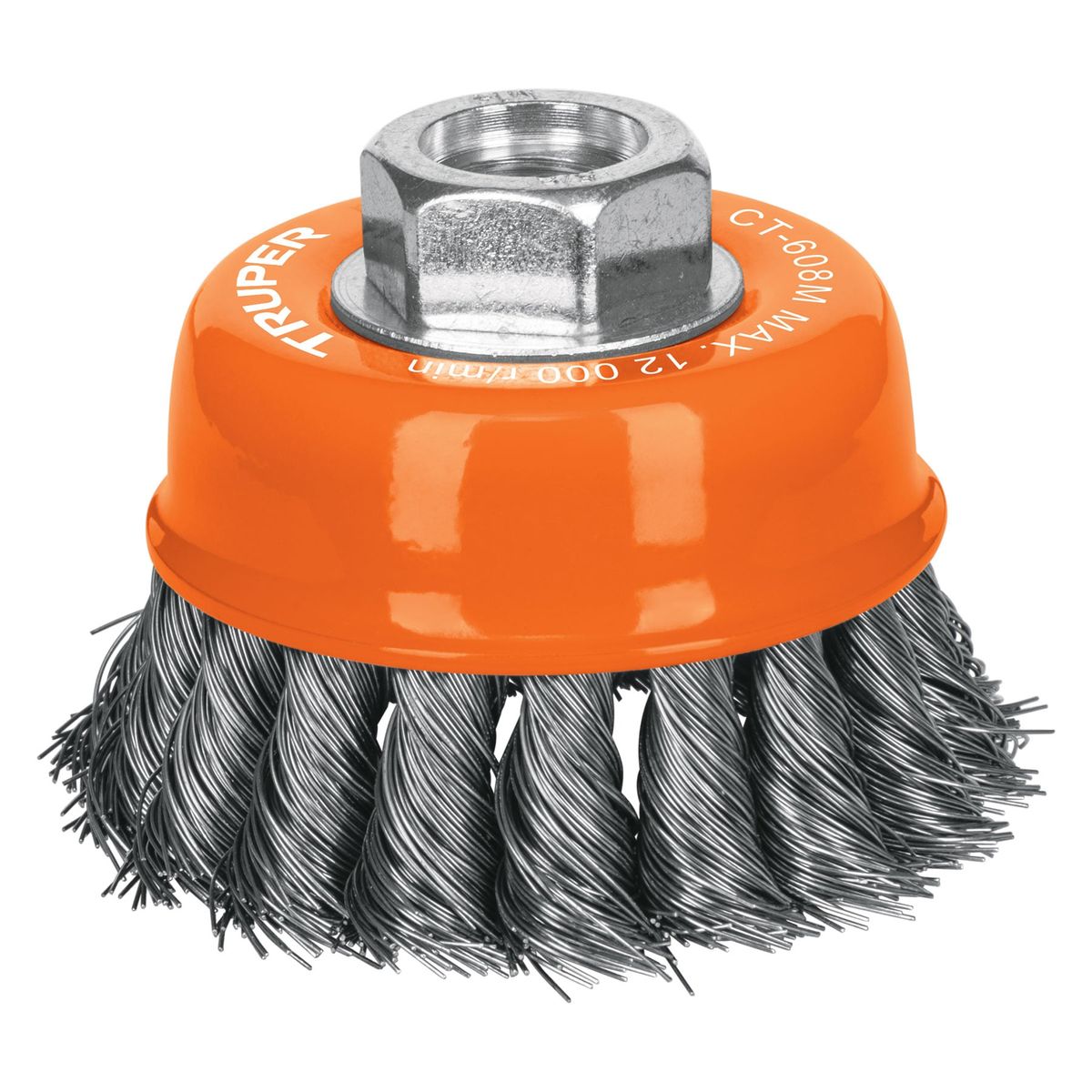 TRUPER - Escobilla tipo copa 3 alambre trenzado fino eje M14 Truper