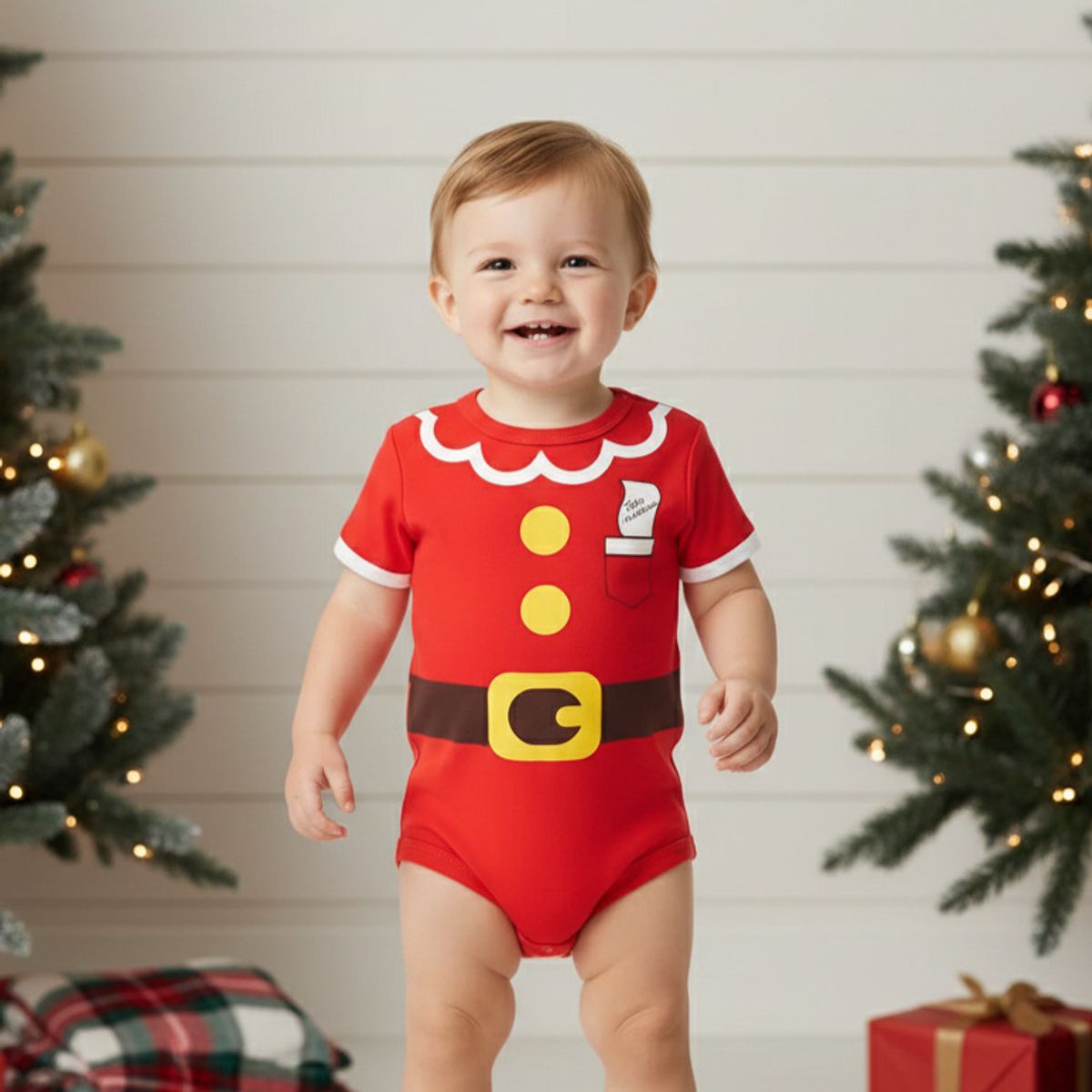 GENERICO - Body Navideño Papa Noel de Algodón Pima