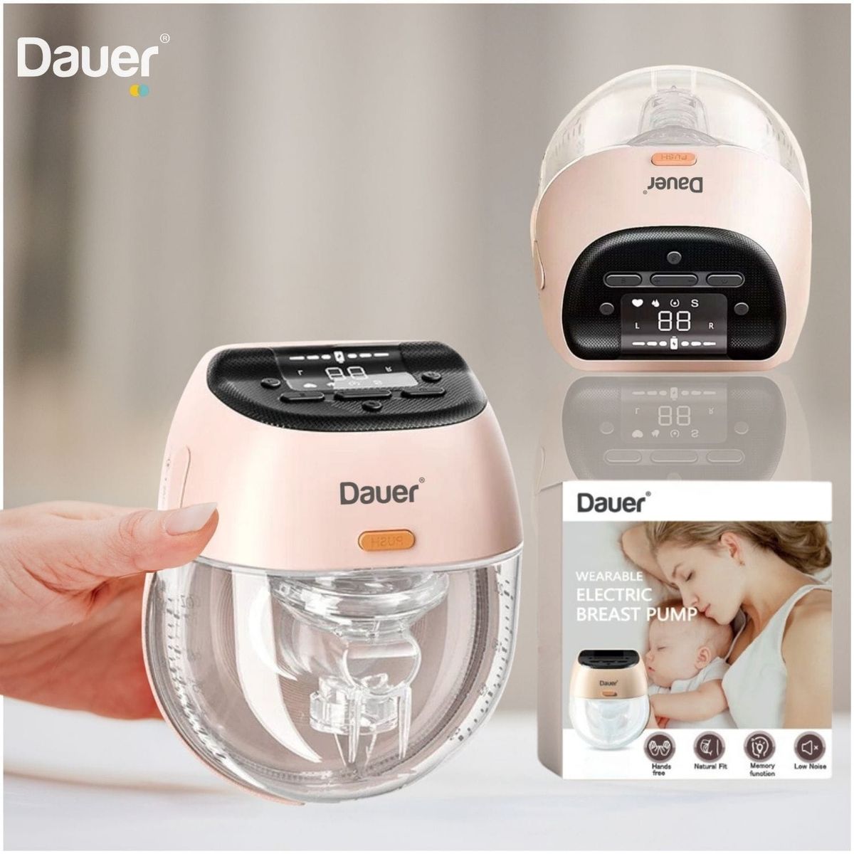 DAUER - Extractor de Leche Electrico Portatil con Masaje Vibratorio