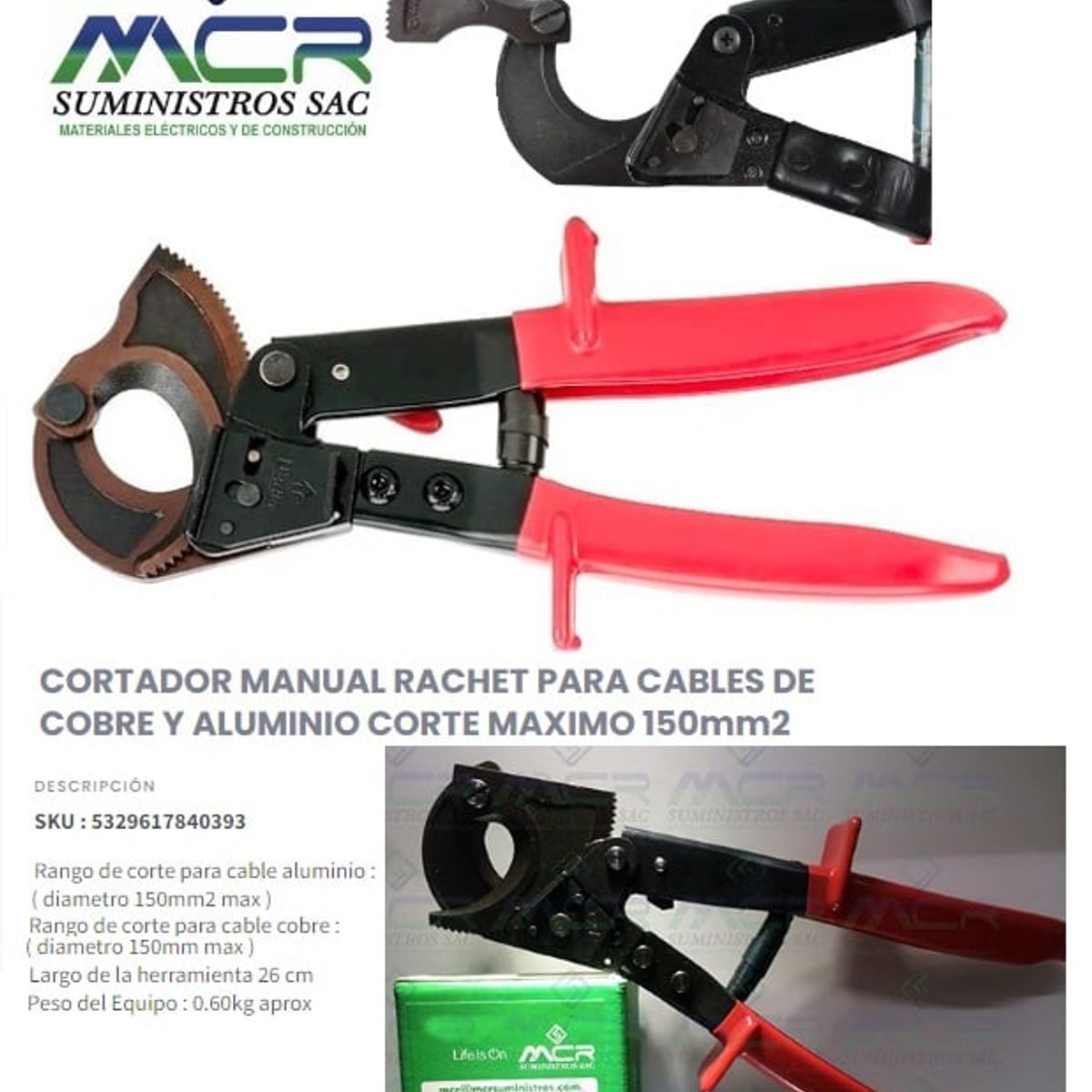 GENERICO - CORTADOR DE CABLE DE COBRE TIPO RACHERT HASTA 150MM2