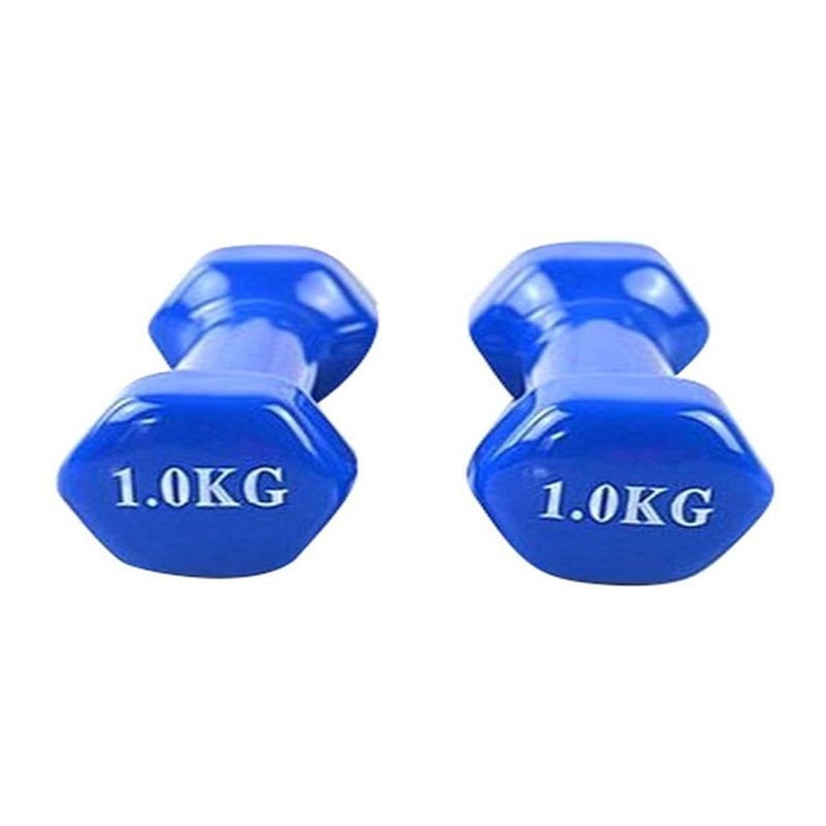 GENERICO - Par de mancuernas de goma - pesas de vinil 1 kg azul