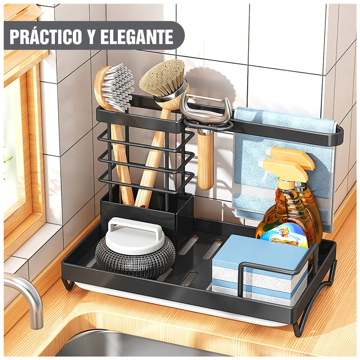 KELLER - Organizador Escurridor Multiuso Elegante para Lavadero Cocina Baño A6V