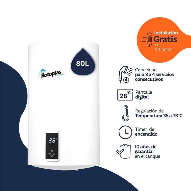 ROTOPLAS - TERMA DE ACUMULACION ROTOPLAS DIGITERMA 80L