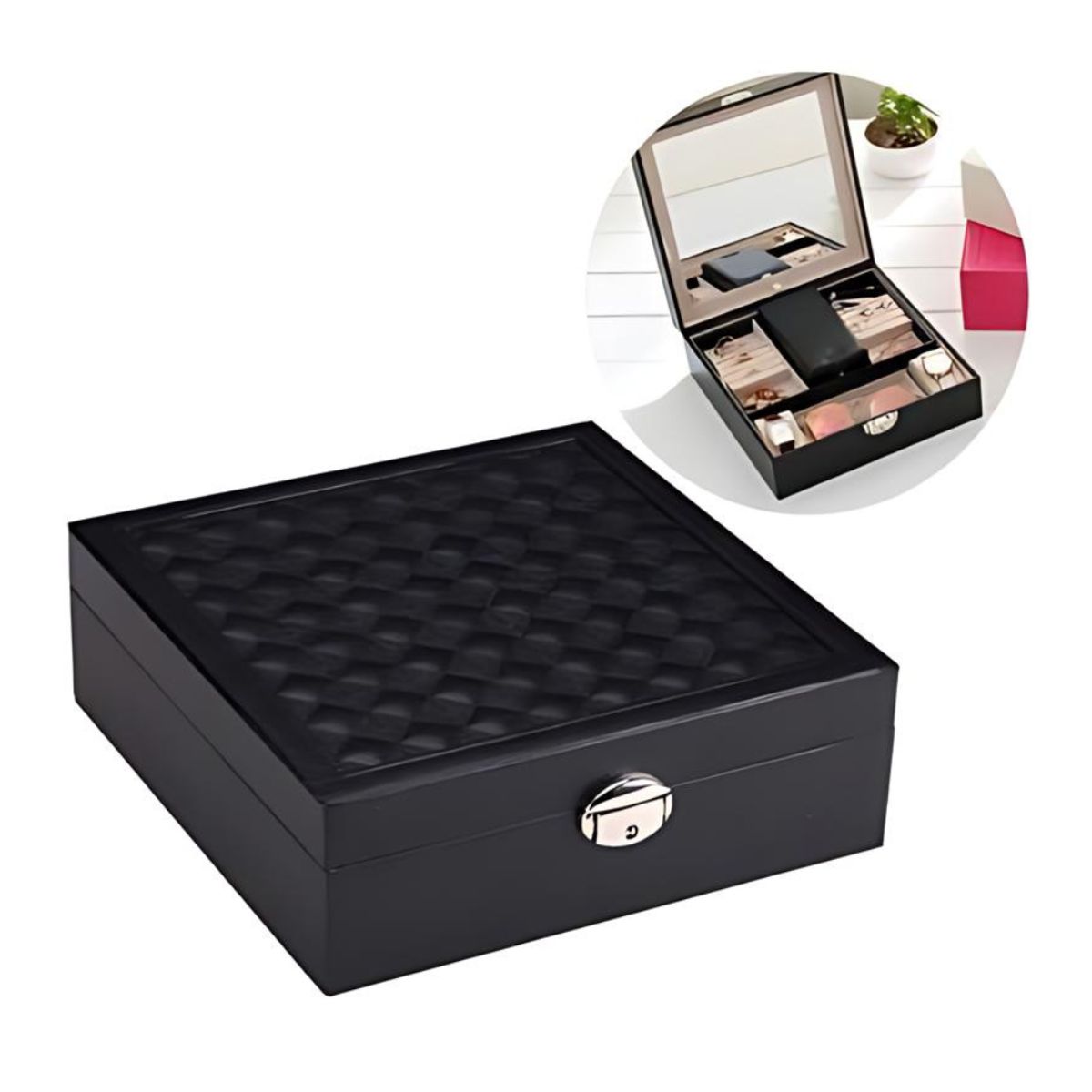 GENERICO - Joyero de 25x25x9 - Cuero sintético