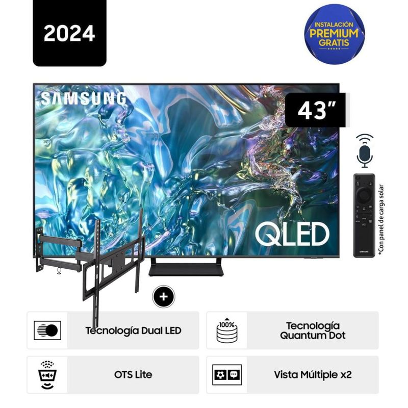 SAMSUNG - Televisor Samsung QLED Tizen OS Smart Tv 43 4K QN43Q65DAGXPE + Rack Giratorio