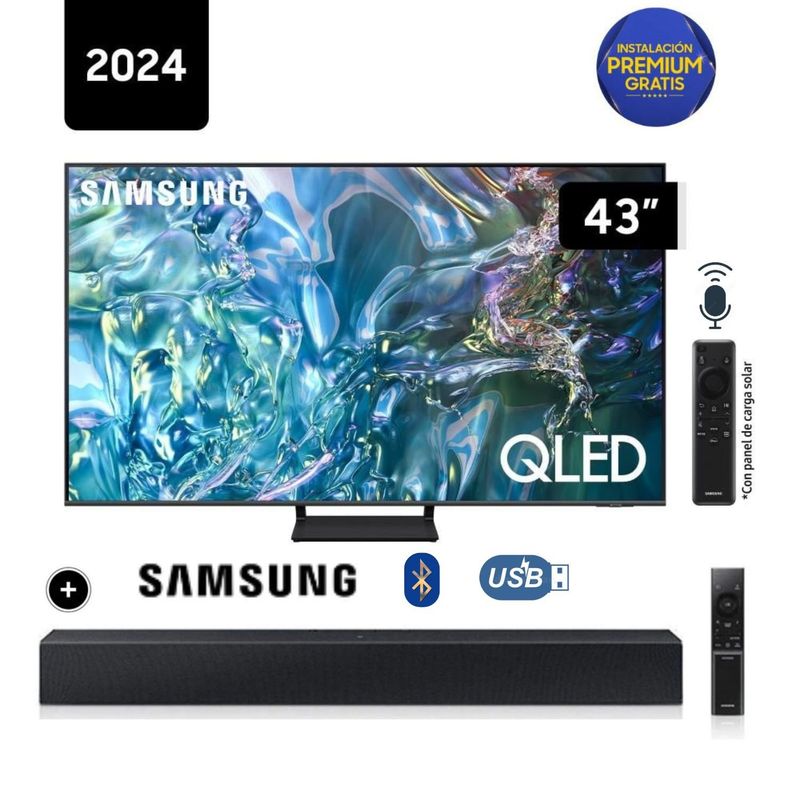 SAMSUNG - Televisor Samsung QLED Tizen OS Smart Tv 43 4K QN43Q65DAGXPE + Soundbar HW C400