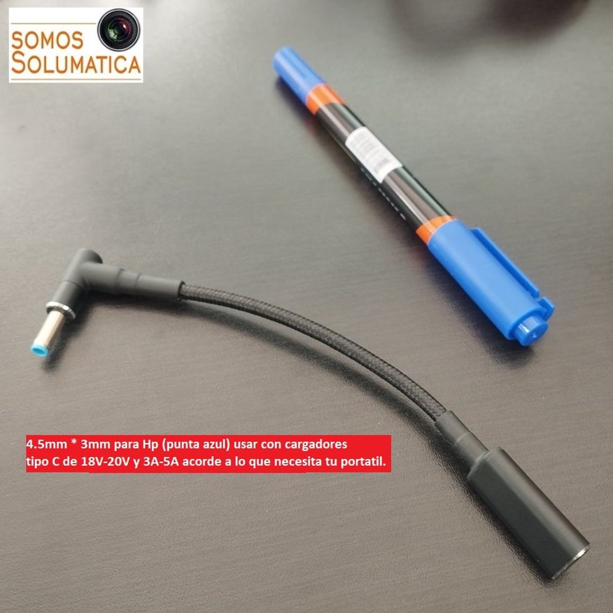 GENERICO - Cargador para HP - Adaptador Tipo C - Punta Azul - Chip PD y E-mark