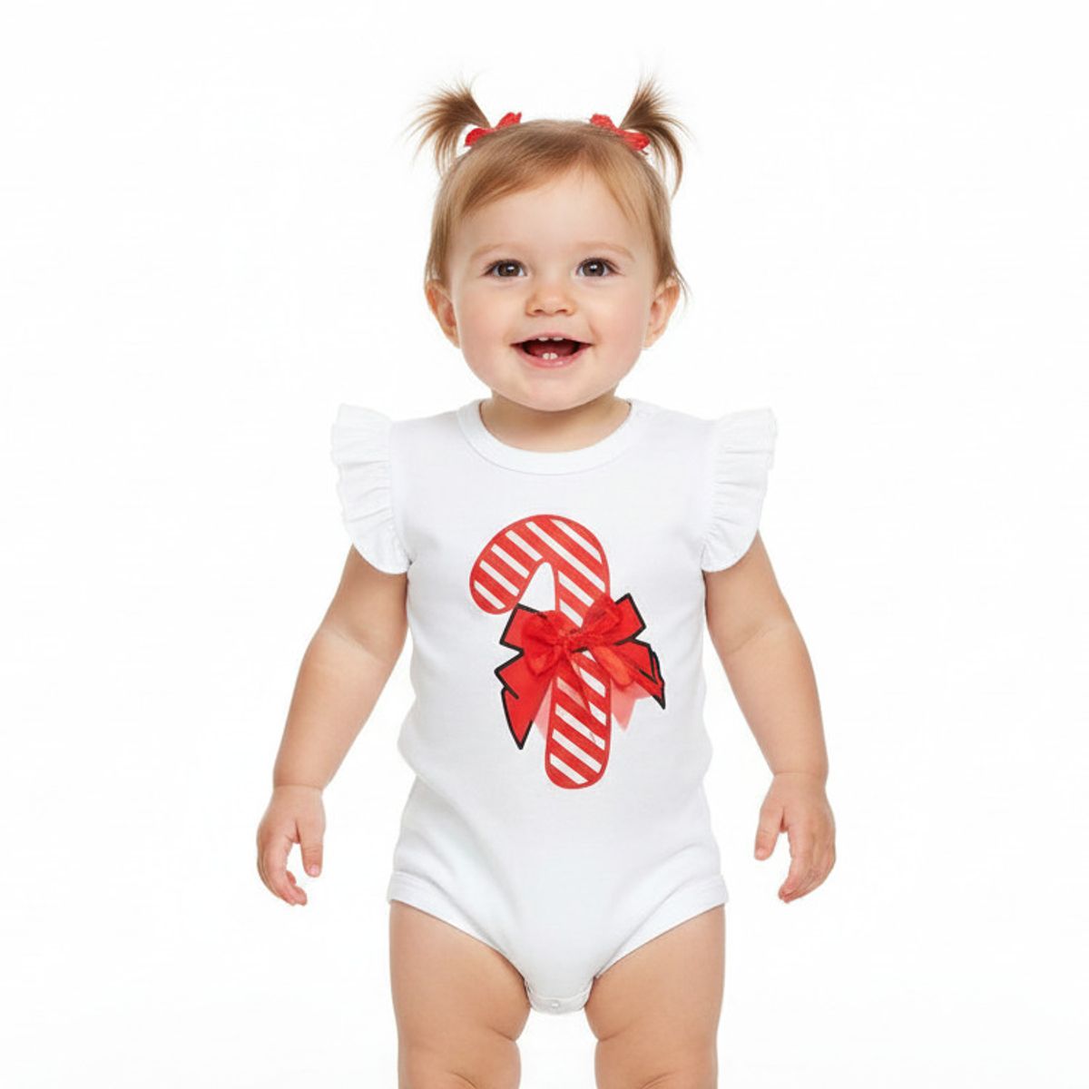 GENERICO - Body Navideño Bastón Blanco de Algodón Pima Navidad