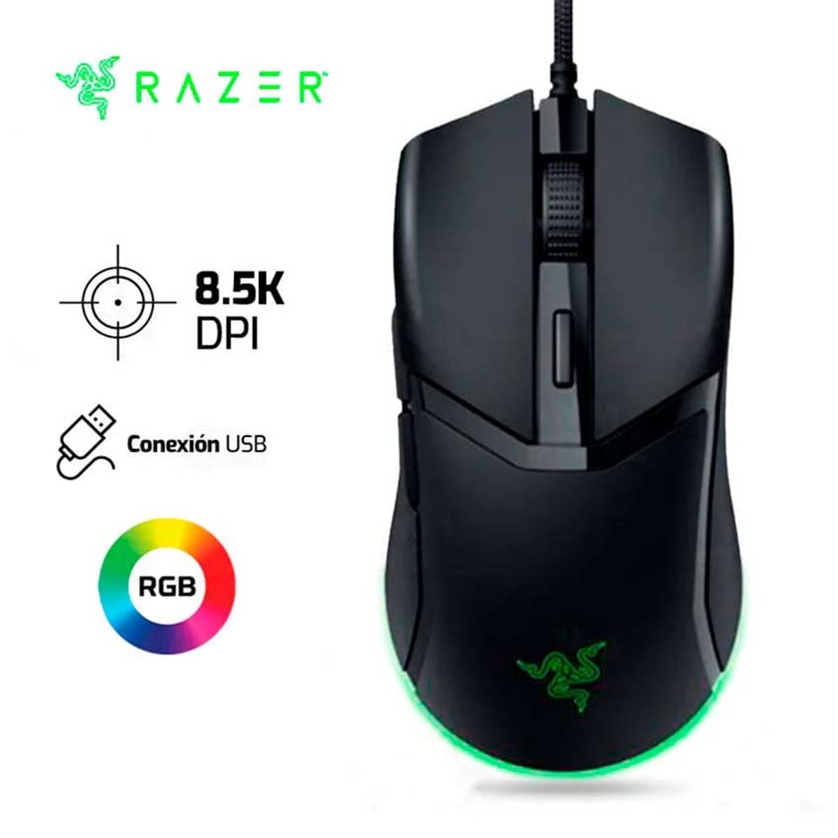 RAZER - Mouse RAZER COBRA 8,500 DPI RGB Negro