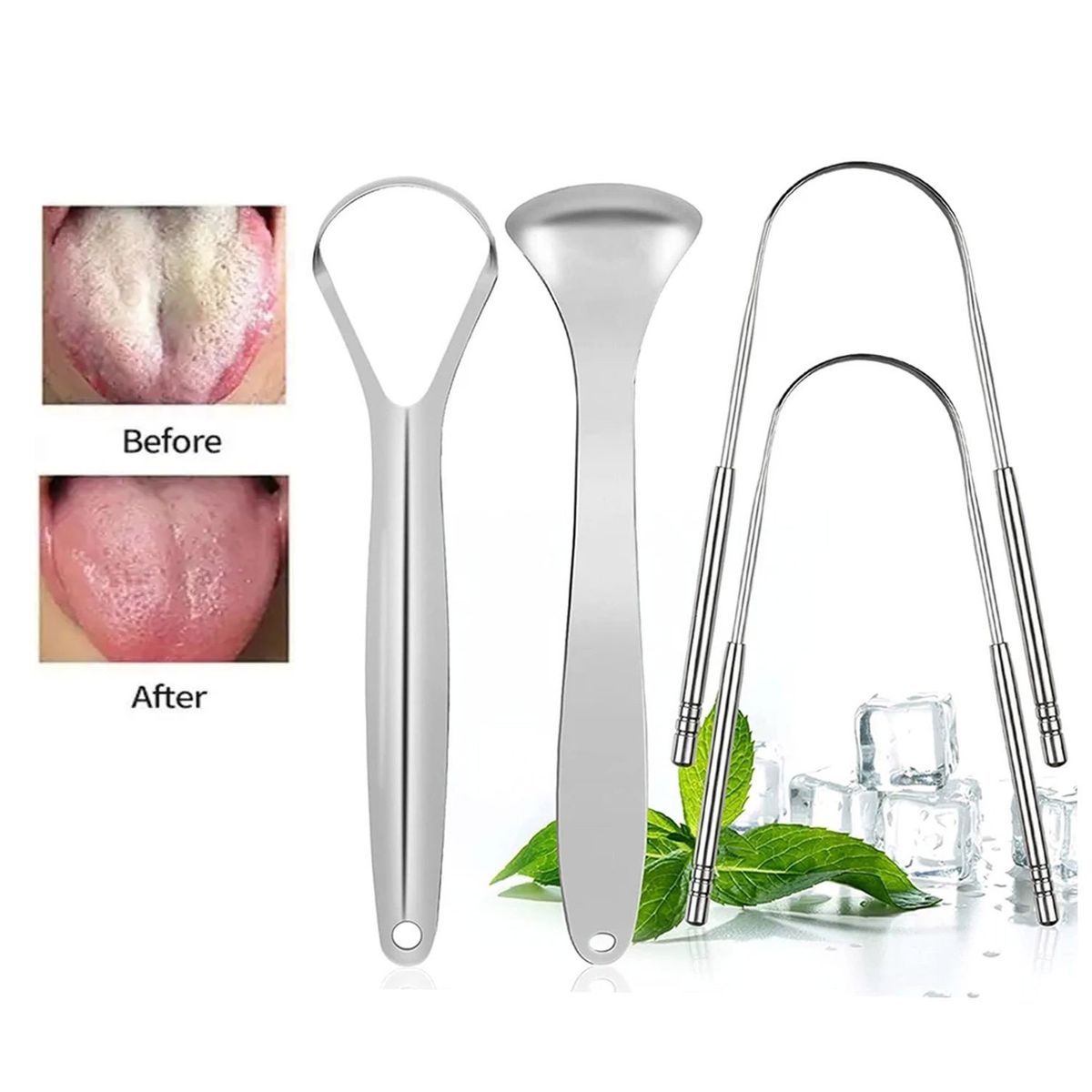 RED ANGEL - Limpiador De Lengua De Acero Inoxidable calidad A1 3 UNIDADES