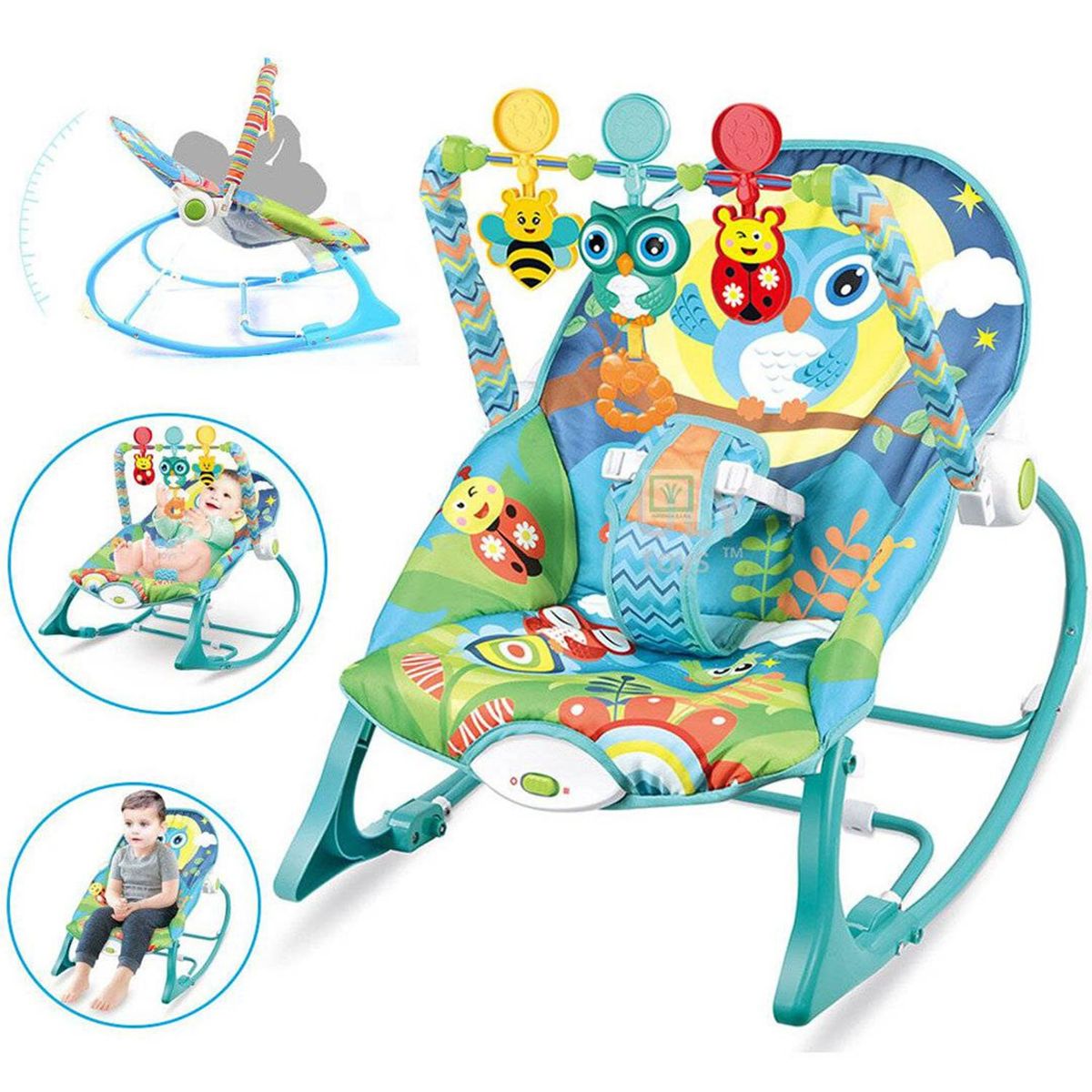 GENERICO - Silla Mecedora Vibradora Musical Rocker Búho