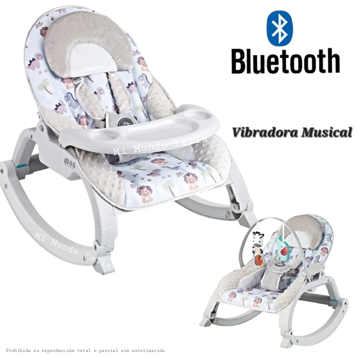 CAM - Silla Mecedora Rocking 5 En 1 Musical vibrador bandeja Comer