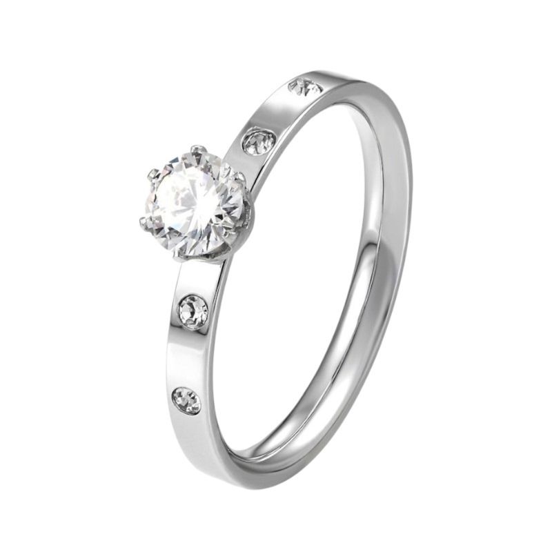 LUCYANA JOYAS Y ACCESORIOS - Anillo De Compromiso Bañado En Oro Blanco De 18K - JOYAS LUCYANA