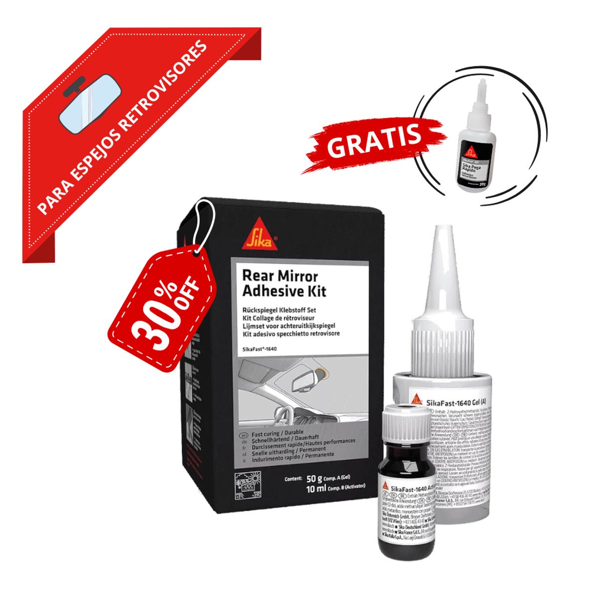 SIKA - Adhesivo para espejo retrovisor SikaFast® 1640 +Sikafast 201