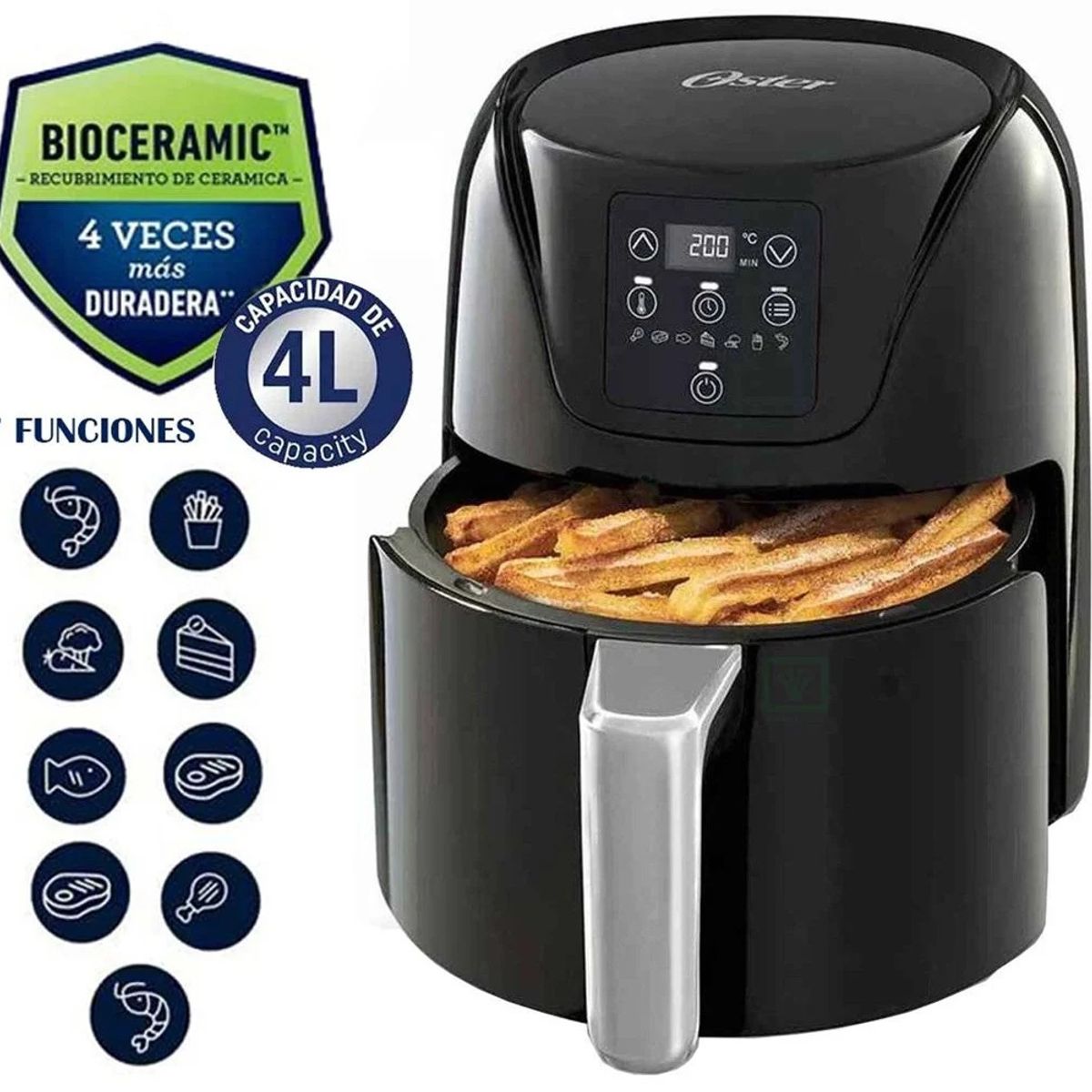 OSTER - Freidora de aire Digital Oster CKSTAF40D-053 4 Litros - Negro