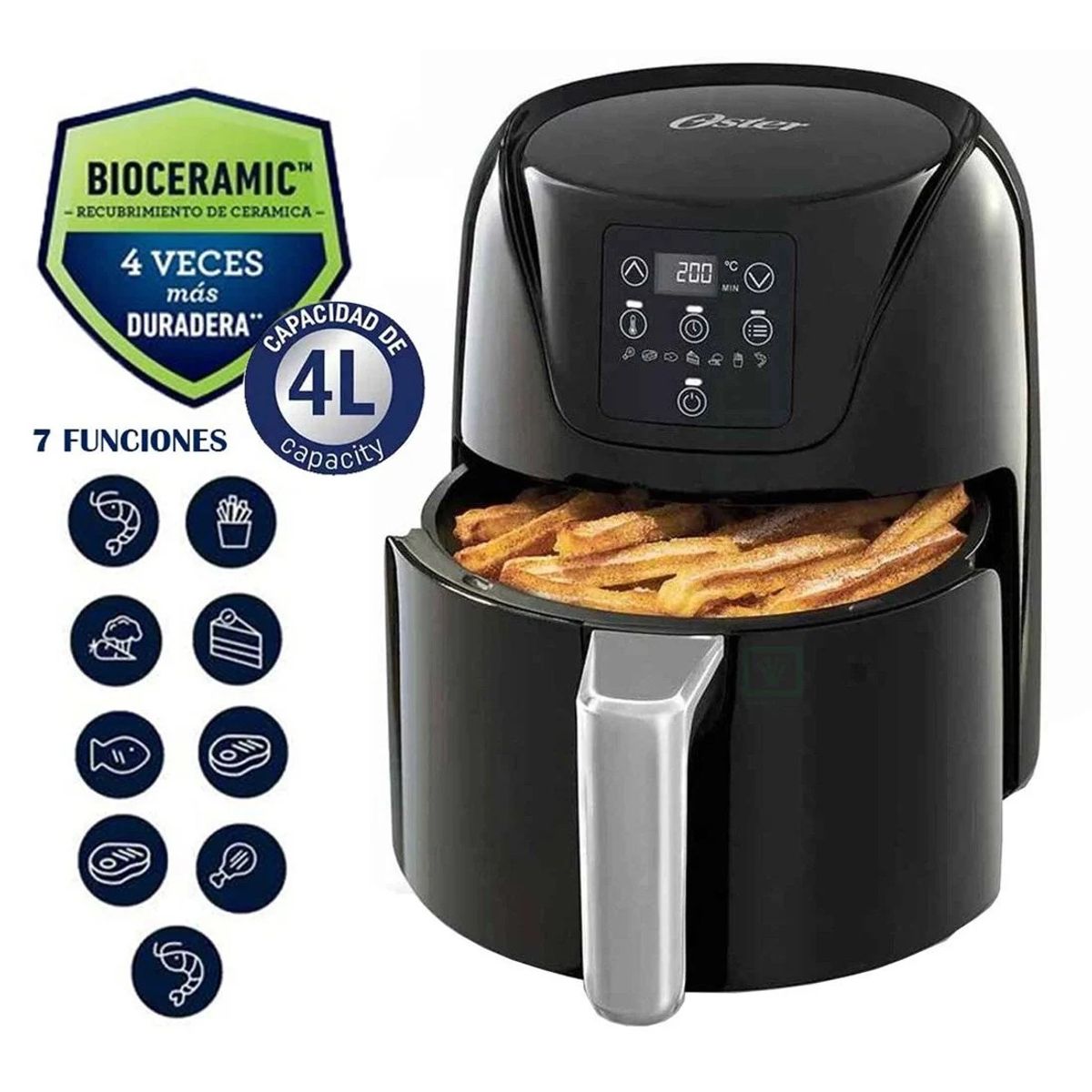 OSTER - Freidora de aire Digital Oster CKSTAF40D-053 4 Litros - Negro