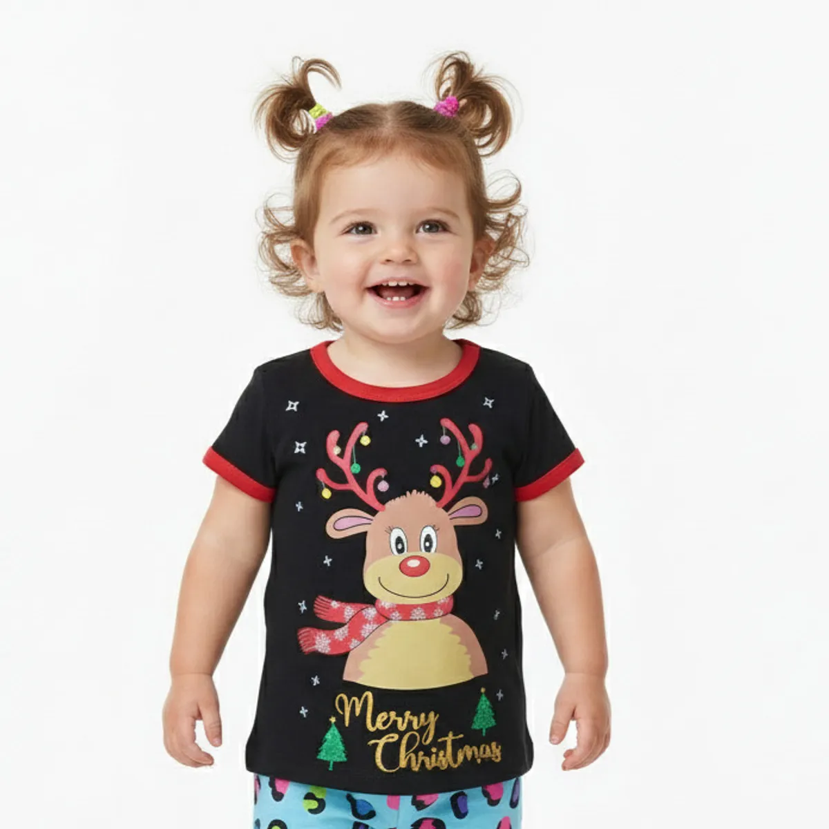 GENERICO - Polo Navideño Reno Merry Christmas Negro de Algodón Pima Navidad