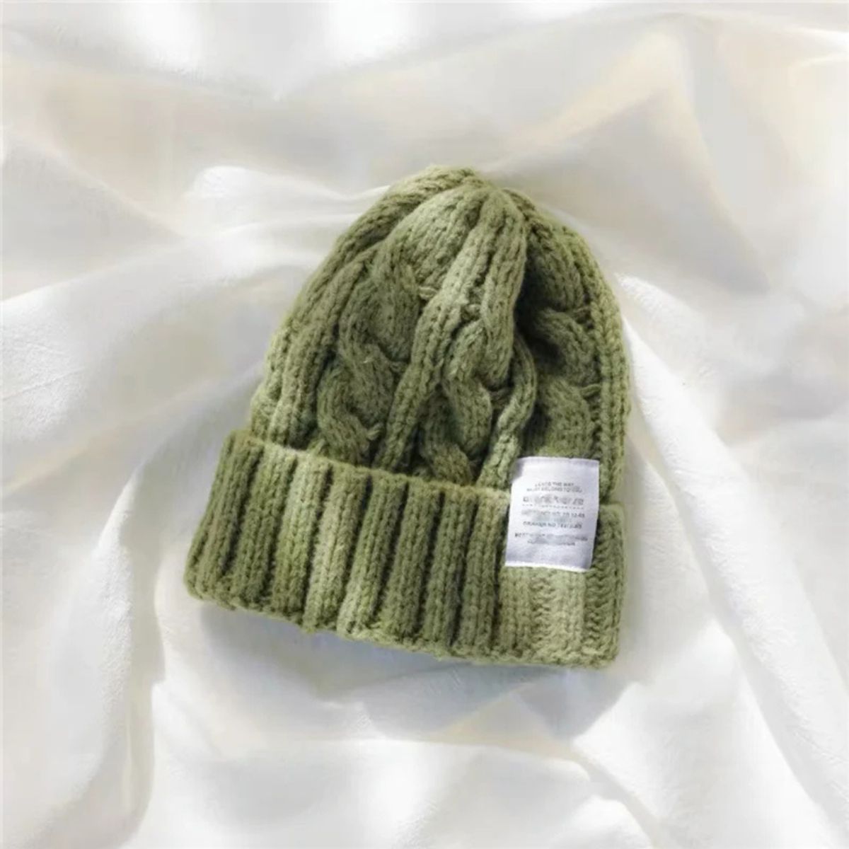KAST PE - Chunky Beanie Kpop Gorro Trenzado Mujer  VERDE