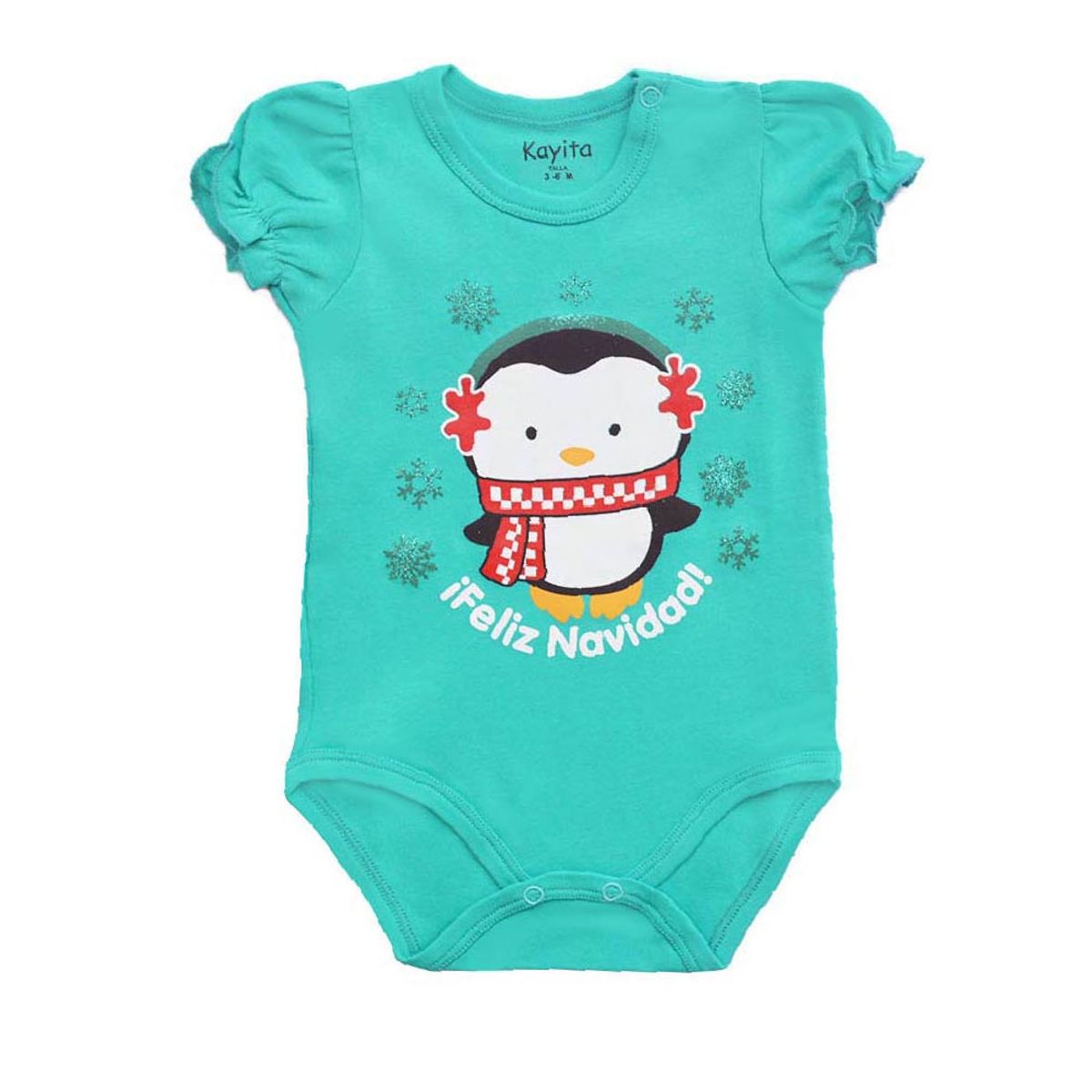 GENERICO - Body Algodón Pima Navideño Pinguino Turquesa Navidad
