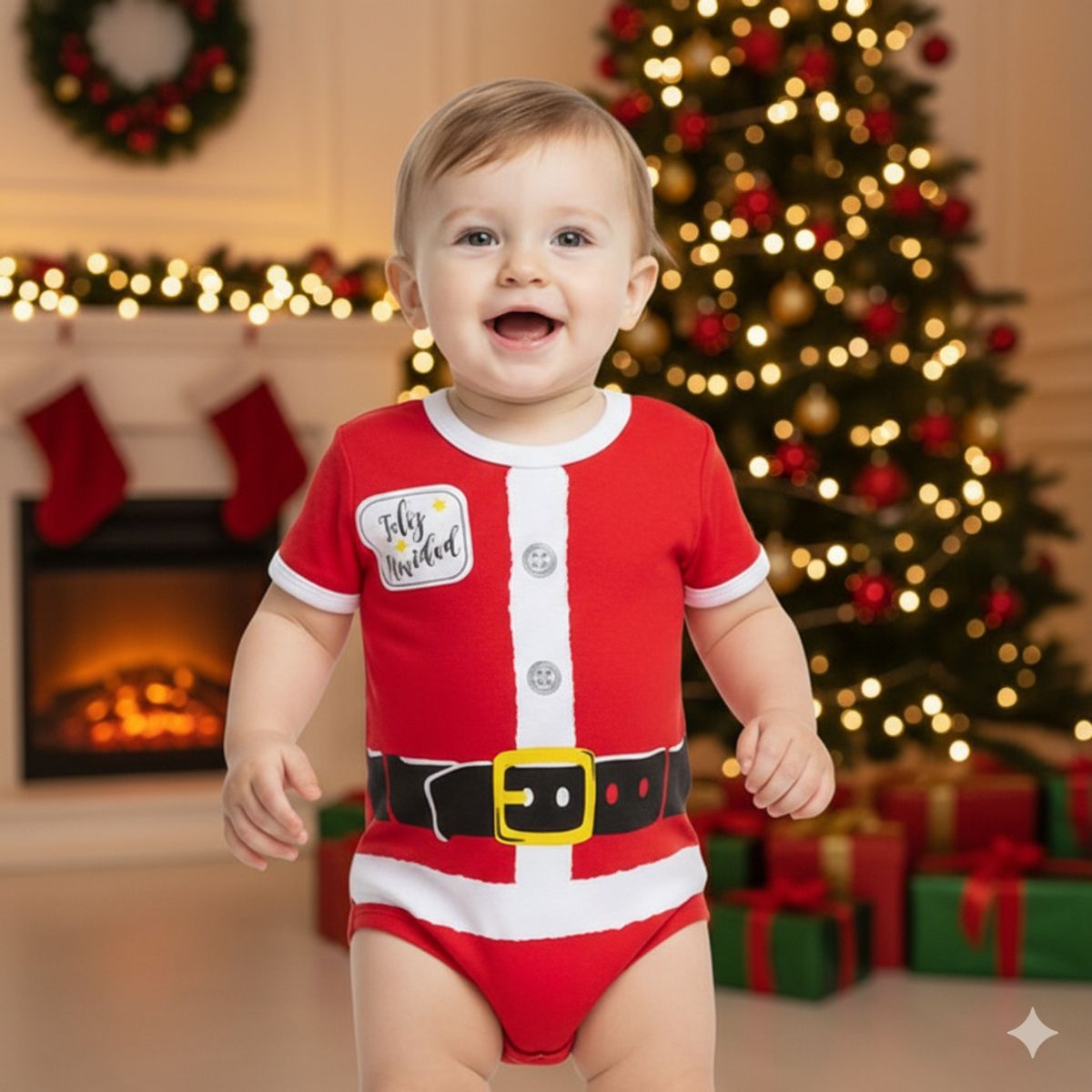 GENERICO - Body Navideño Papa Noel Feliz Navidad Rojo de Algodón Pima Navidad