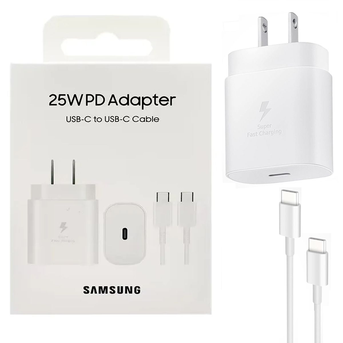 SAMSUNG - Cargador Samsung 25W con Cable para Galaxy A24 Blanco