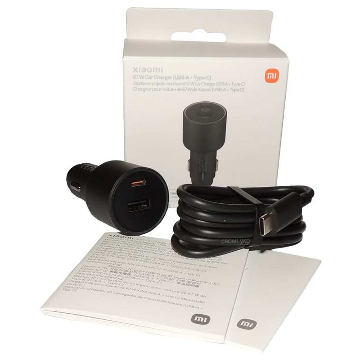 XIAOMI - CARGADOR  AUTO XIAOMI USB 67 WATTS CON DOBLE SALIDA TIPO C Y A