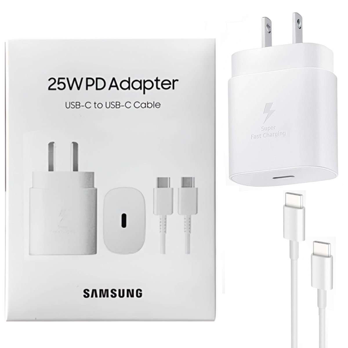SAMSUNG - Cargador Samsung 25W con Cable para S20 S20 Plus S20 Ultra Blanco