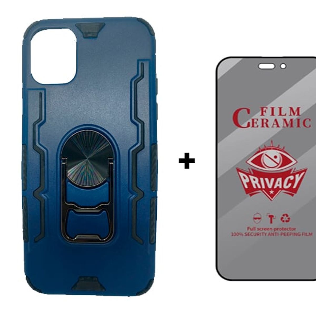 GENERICO - Funda Armor Beer + Mica Ceramica Antiespia para iPhone 11 - Azul