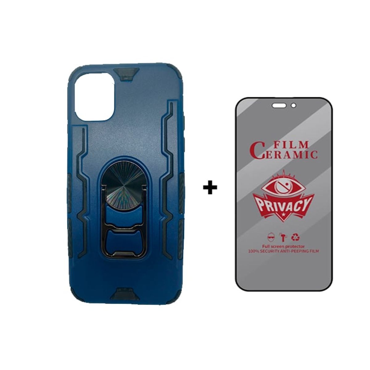 GENERICO - Funda Armor Beer + Mica Ceramica Antiespia para iPhone 11 - Azul