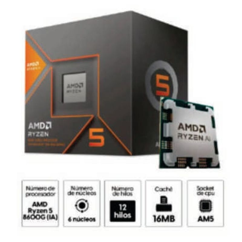 RYZEN - PROCESADOR AMD RYZEN 5 8600G 4.3 GHZ 16MB AM5 AMD DDR5