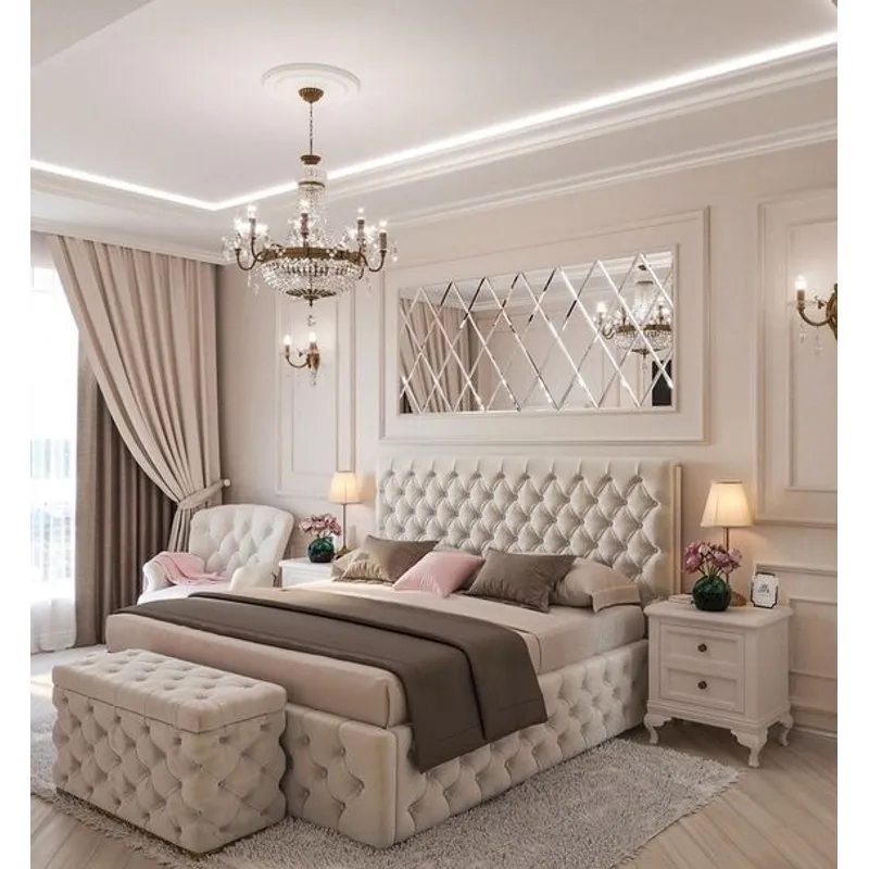 GENERICO - Cama Box Tarima + Cabecera Duque Beige  2 plazas