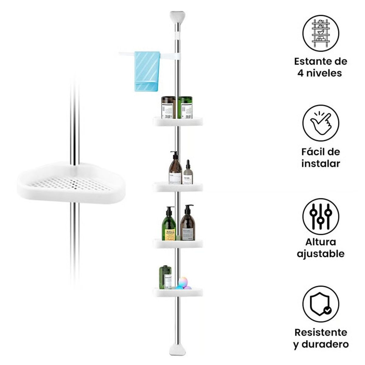 OEM - Pack Estante de Baño + Esquinero 4 Niveles 3,20M