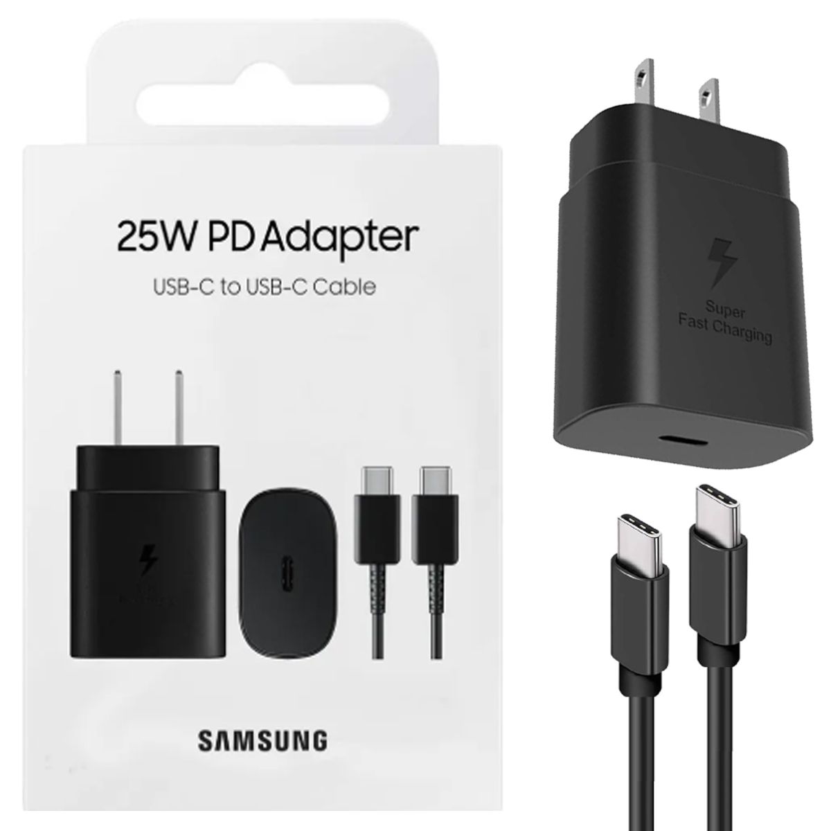 SAMSUNG - Cargador Samsung USB C de 25W con Cable para Galaxy A34 Negro