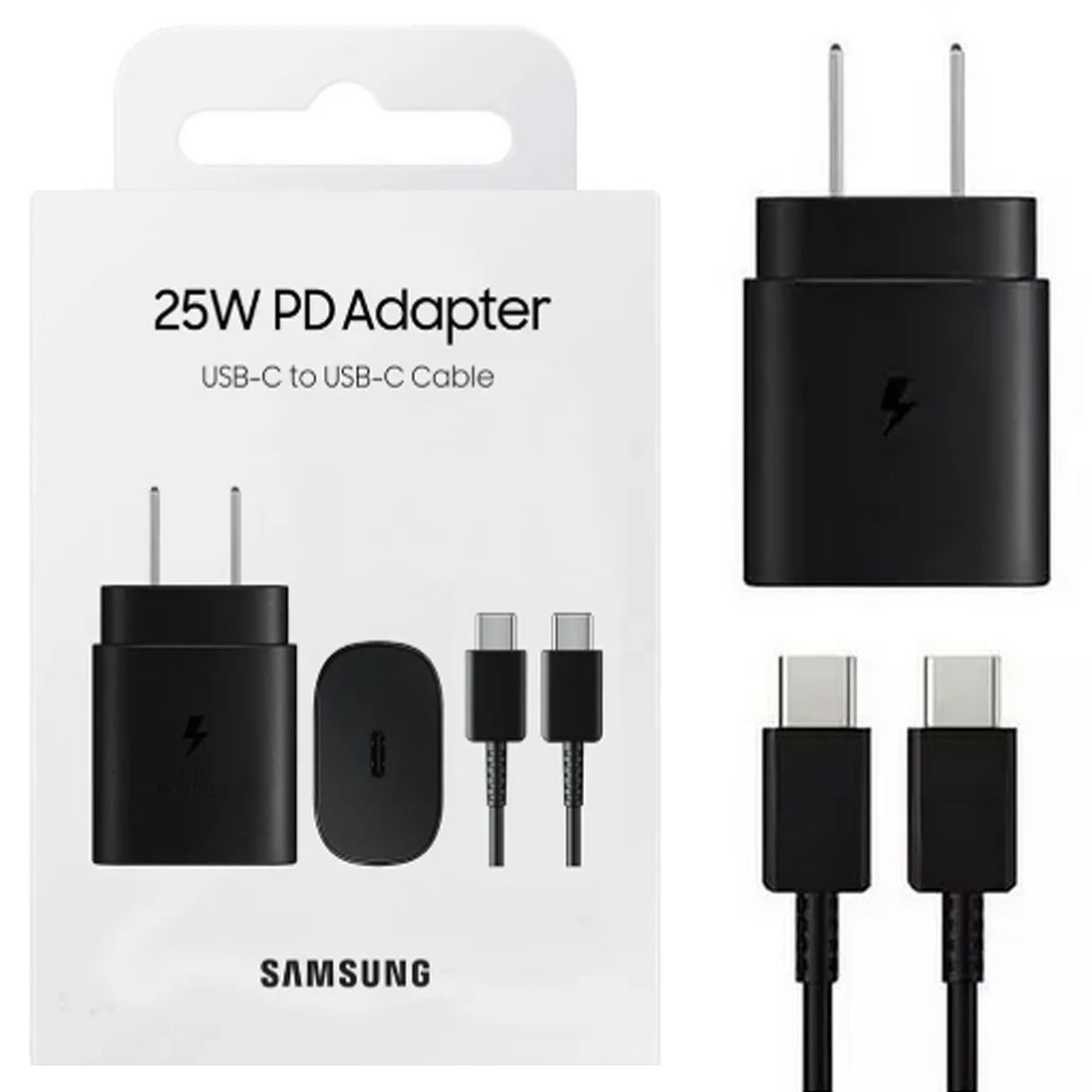 SAMSUNG - Cargador Samsung USB C de 25W con Cable para Galaxy S23 FE Negro