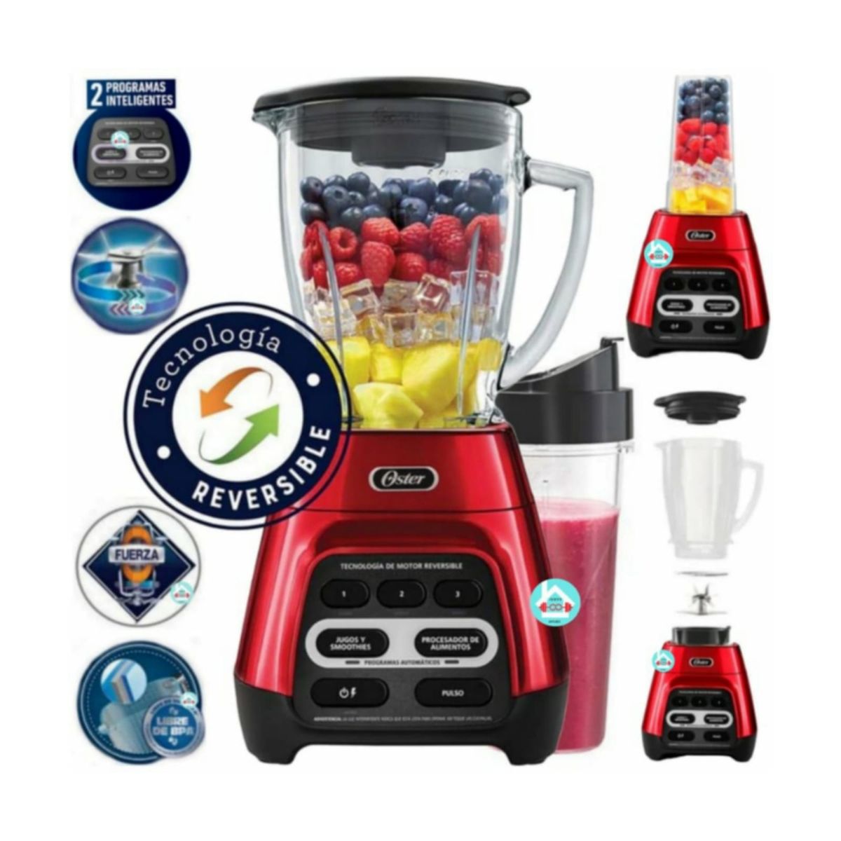 OSTER - Licuadora Oster Roja reversible BLSTPYG1310RBG