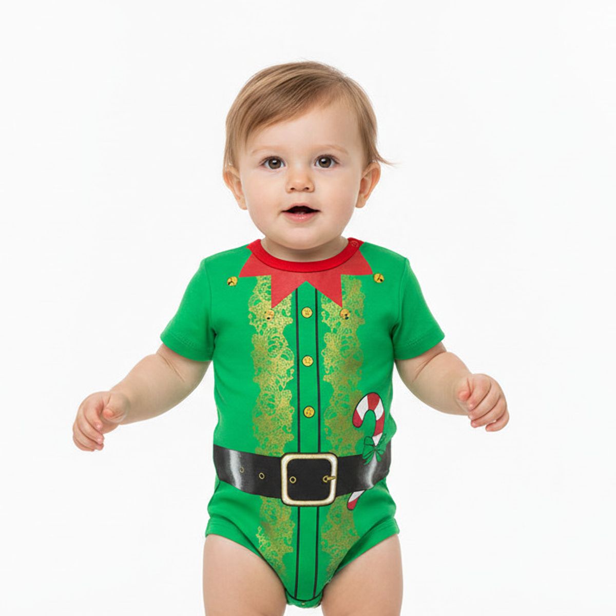 GENERICO - Body Navideño Duende Verde de Algodón Pima Navidad