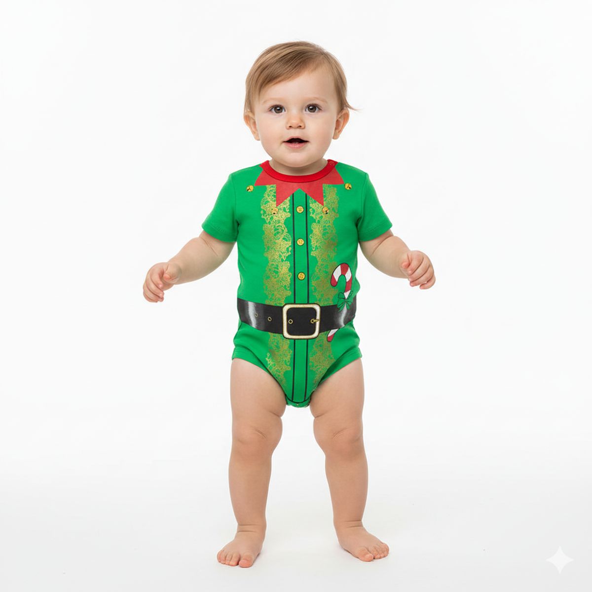 GENERICO - Body Navideño Duende Verde de Algodón Pima Navidad