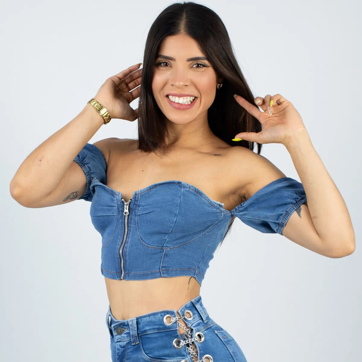 BENCUS JEANS - Top Blusa Mujer Manga Colores