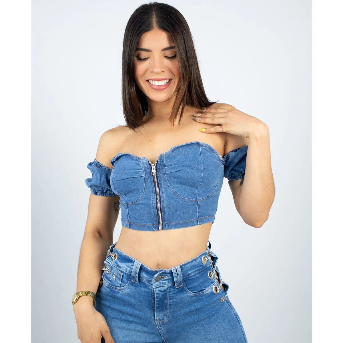 BENCUS JEANS - Top Blusa Mujer Manga Colores