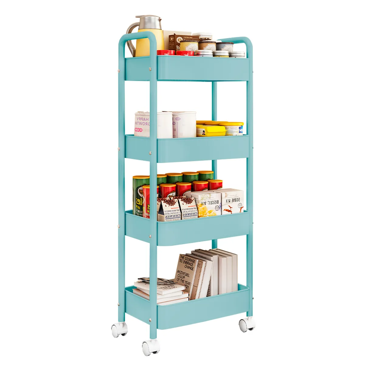 SASHIJA - Carrito Organizador 4 Niveles con Ruedas para Baño Cocina TQ JY8