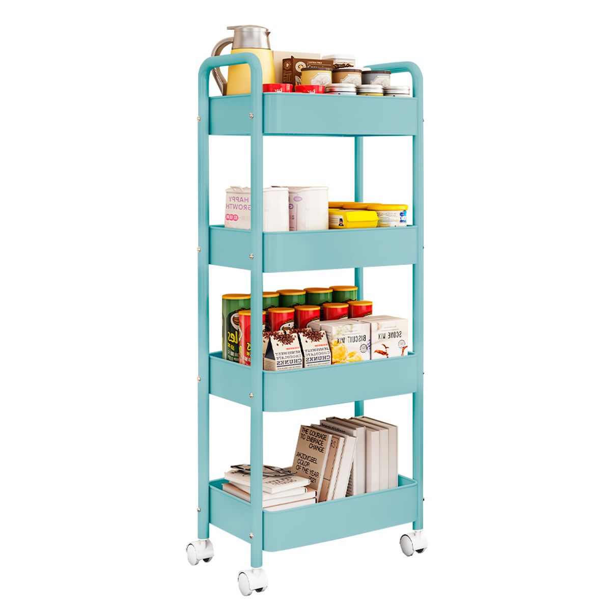 SASHIJA - Carrito Organizador 4 Niveles con Ruedas para Baño Cocina TQ JY8