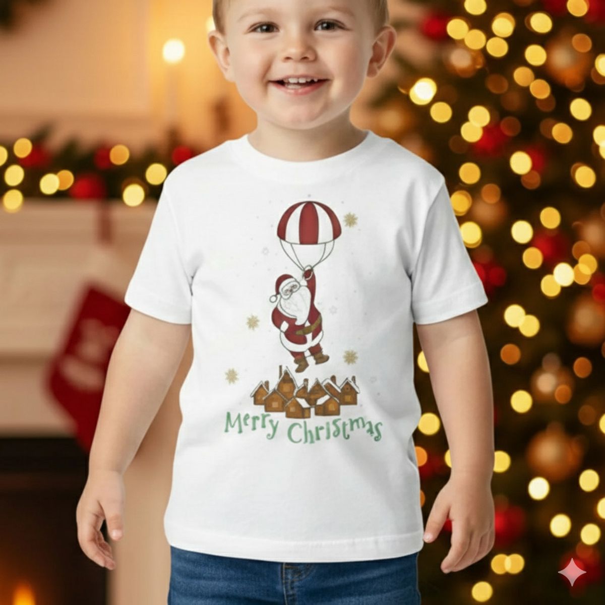 GENERICO - Polo Algodón Pima Navideño Papa Noel Con Globo Blanco Navidad