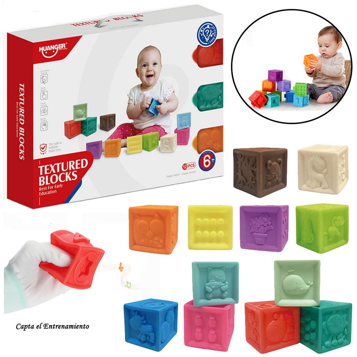 HUANGER - Set de 12 Bloques de Silicona Texturizado